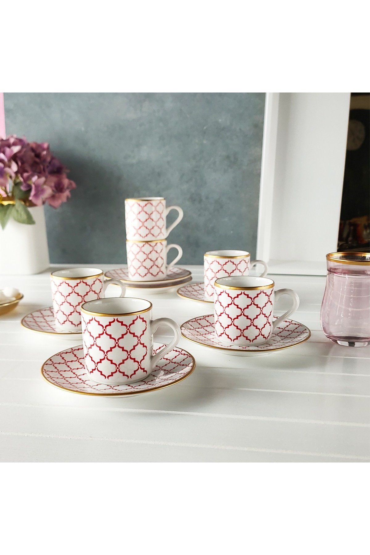 Regna Home Harmony Luna Kırmızı 6 Kişilik Kahve Fincan Takımı (HBF-12-KFT-LUN-K )