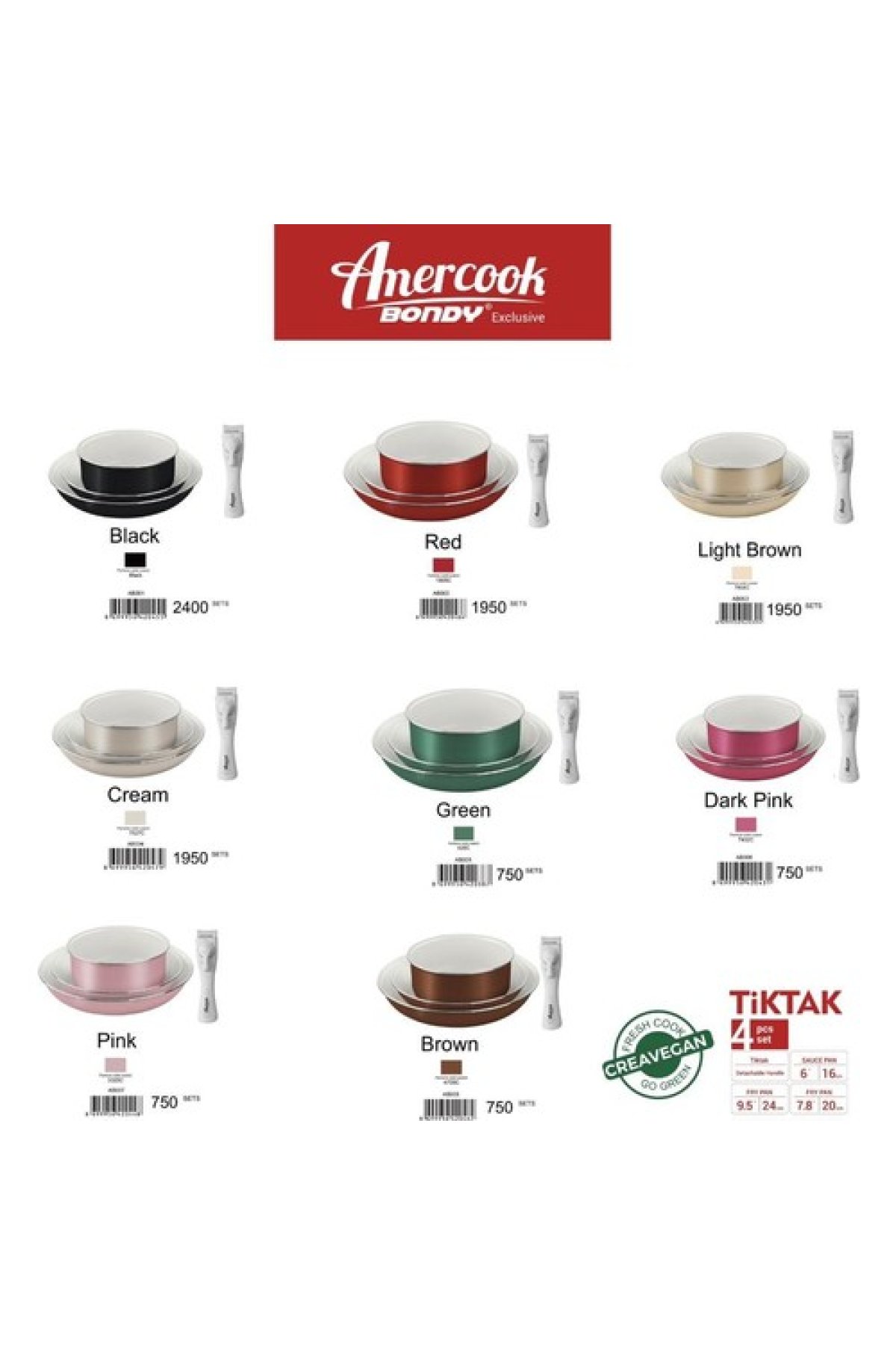 Amercook Bondy 4 Parça Tava Seti Krem