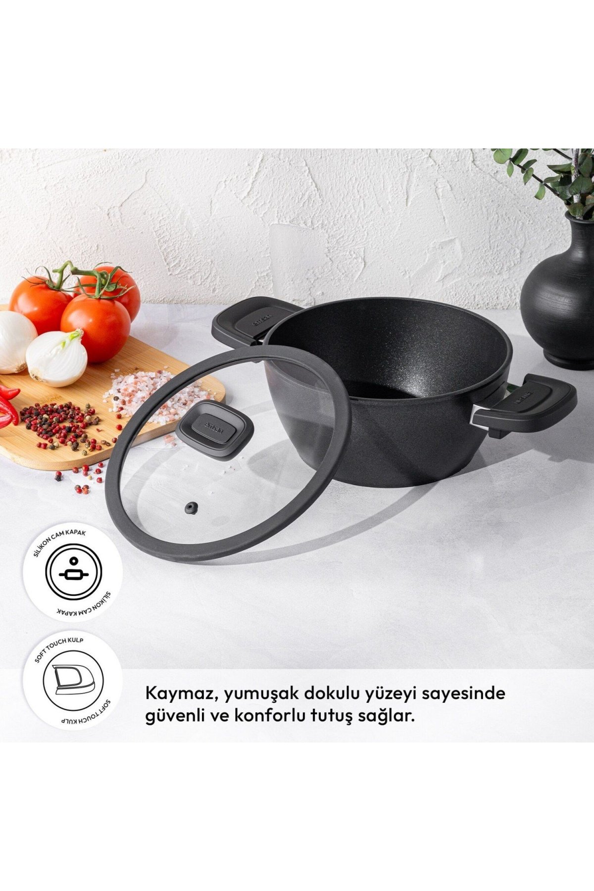 Emsan Diamente Exclusive 20cm Derin Tencere - Siyah