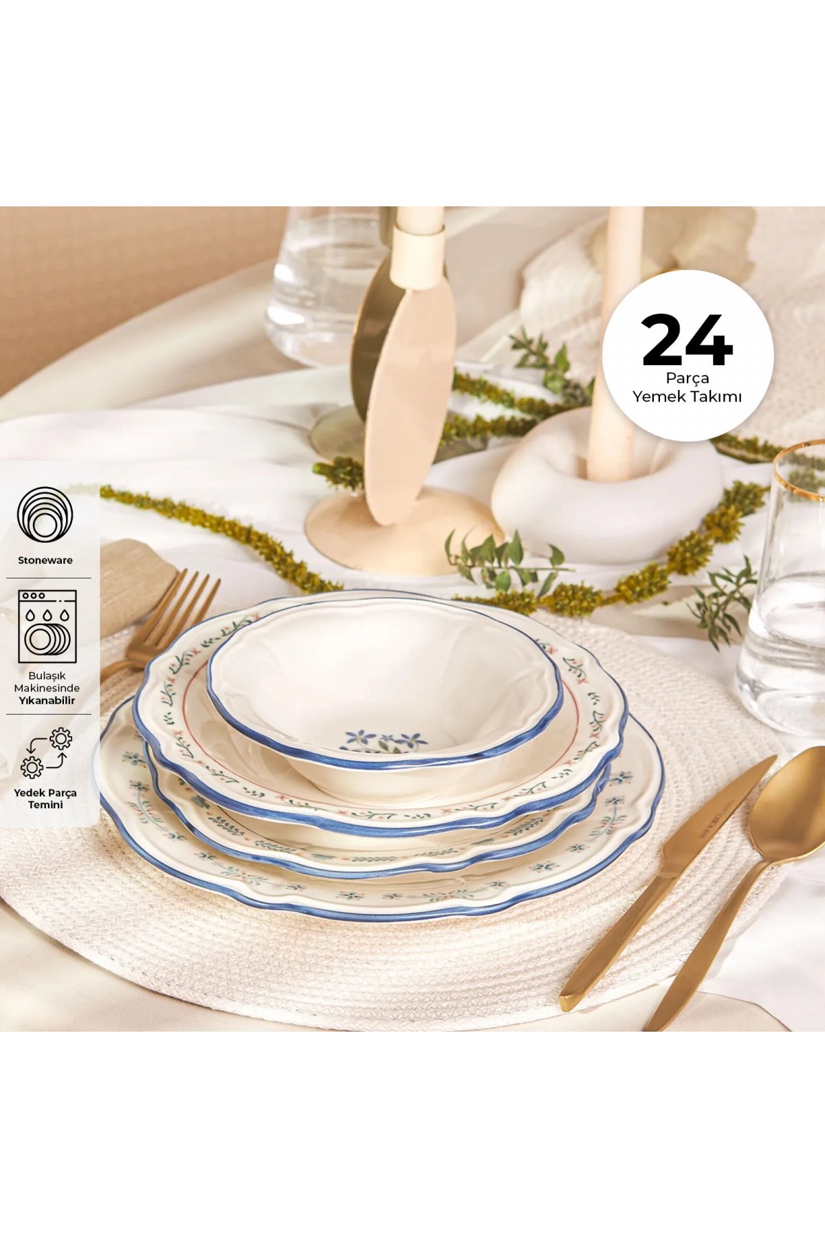 Emsan Farina Porselen 24 Parça 6 Kişilik Yemek Takımı