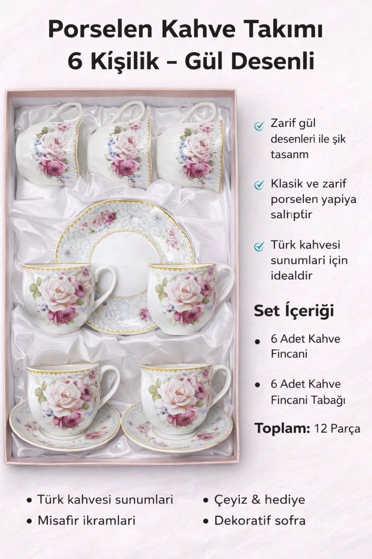 CVS 6 kişilik 12 Parça Çay Nescafe Fincan Takımı - DN 41113