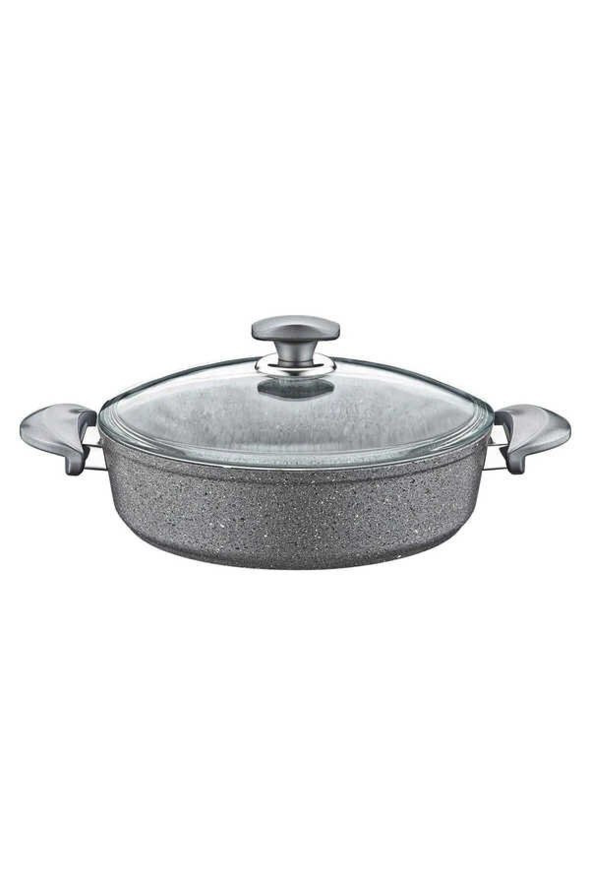 Oms Granit Basık Karnıyarık Tenceresi 32X9cm Gri - 3310