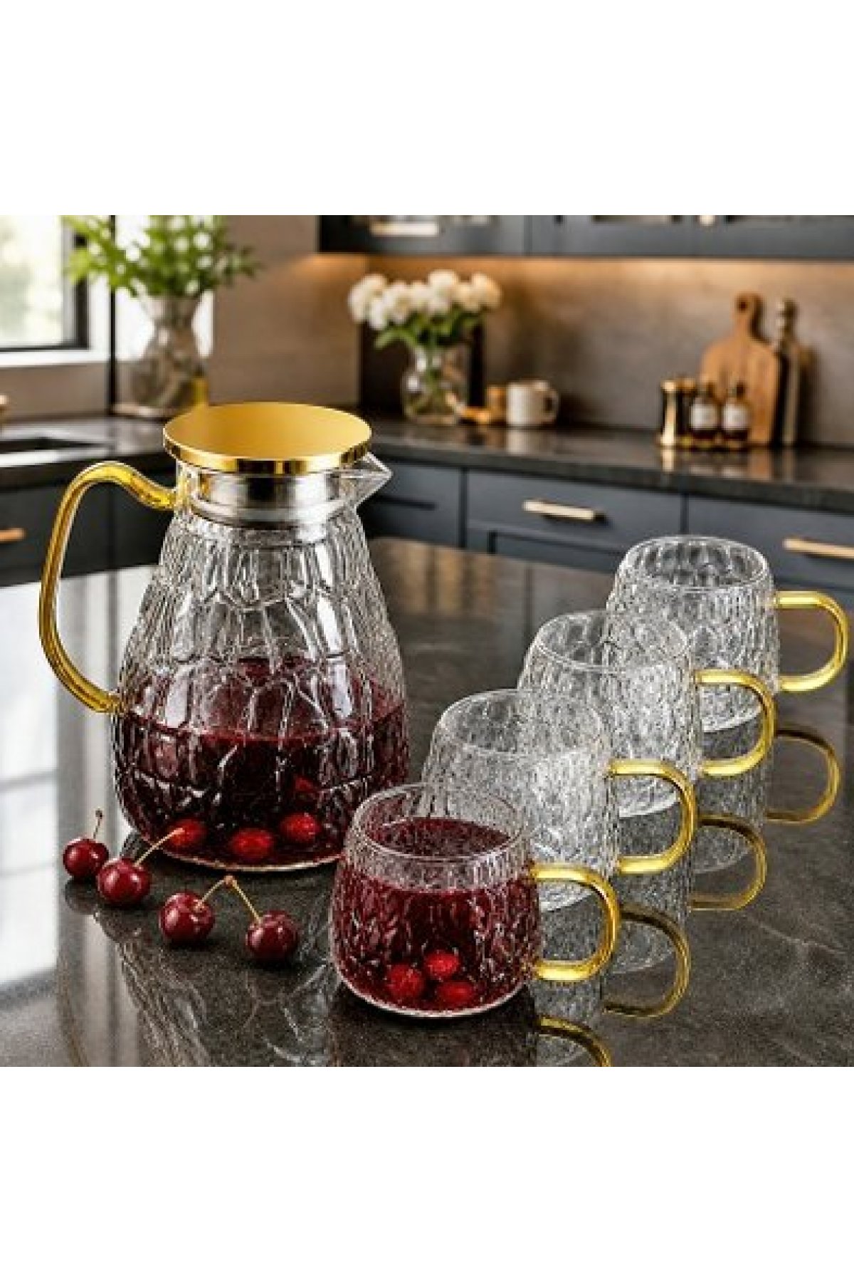Kosova Gold Kulp 4 Kişilik Cam Su Seti - 1,7LT+450ML - SUR-23
