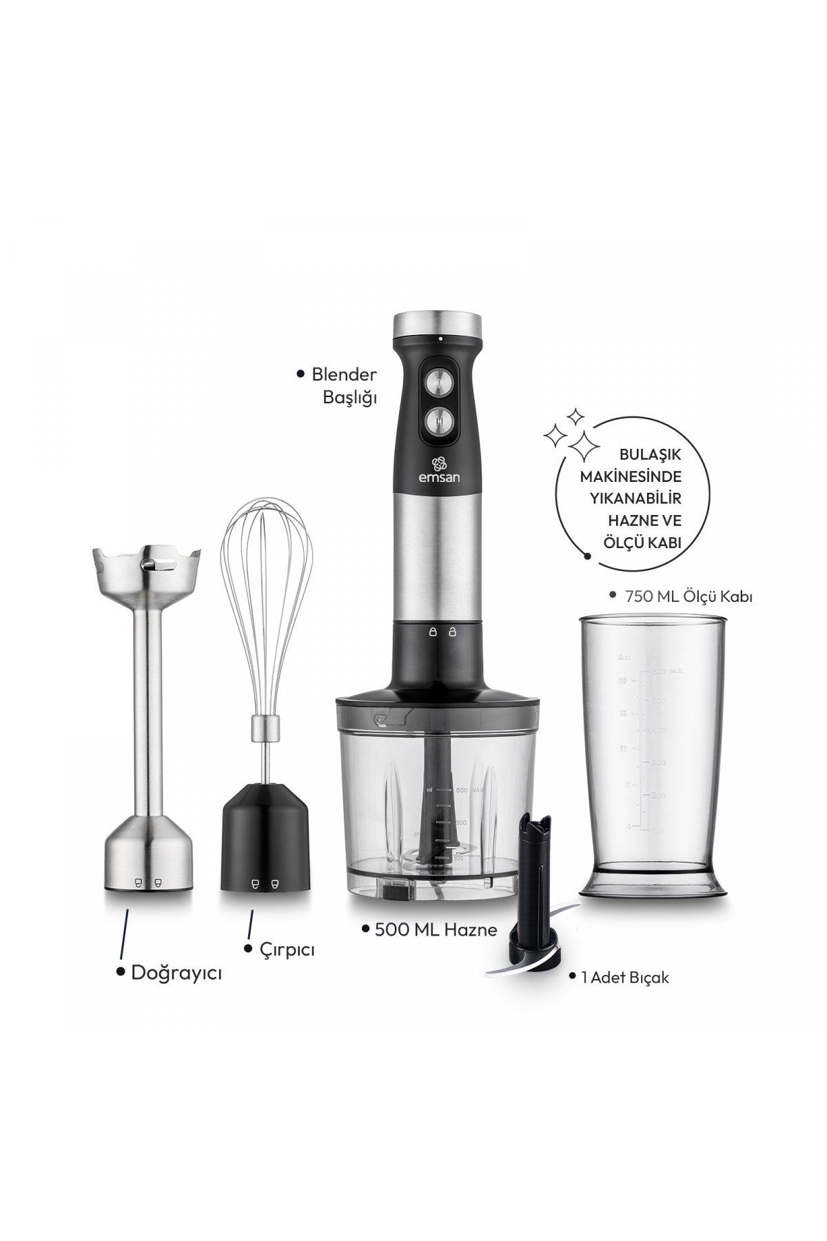 Emsan Gusto 3in1 Blender Seti Inox 1200W