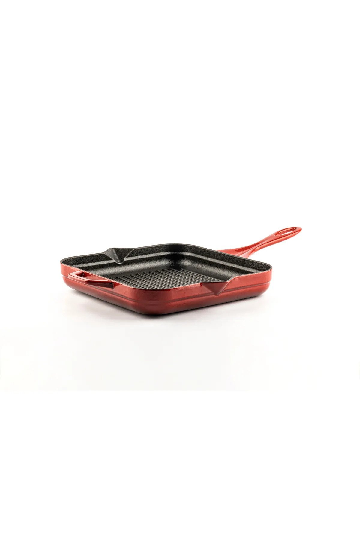 Hosse HSKGTV 2828 Kare Grill Döküm Tava – 28x28 cm (Yardımcı Kulplu) Kırmızı