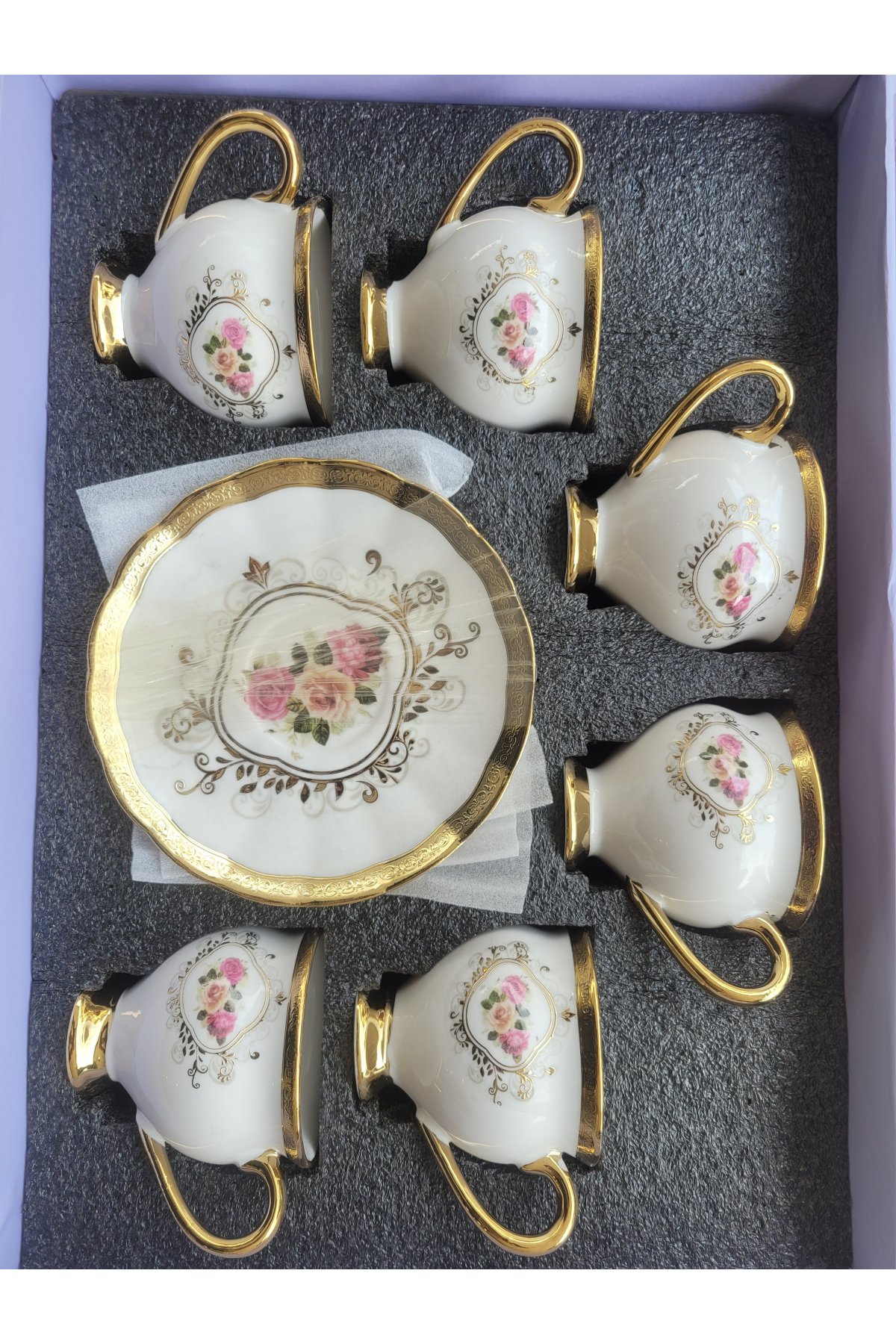Paçi Home Fleur Yaldızlı 6 Kişilik Fincan Takımı P/POR-102092