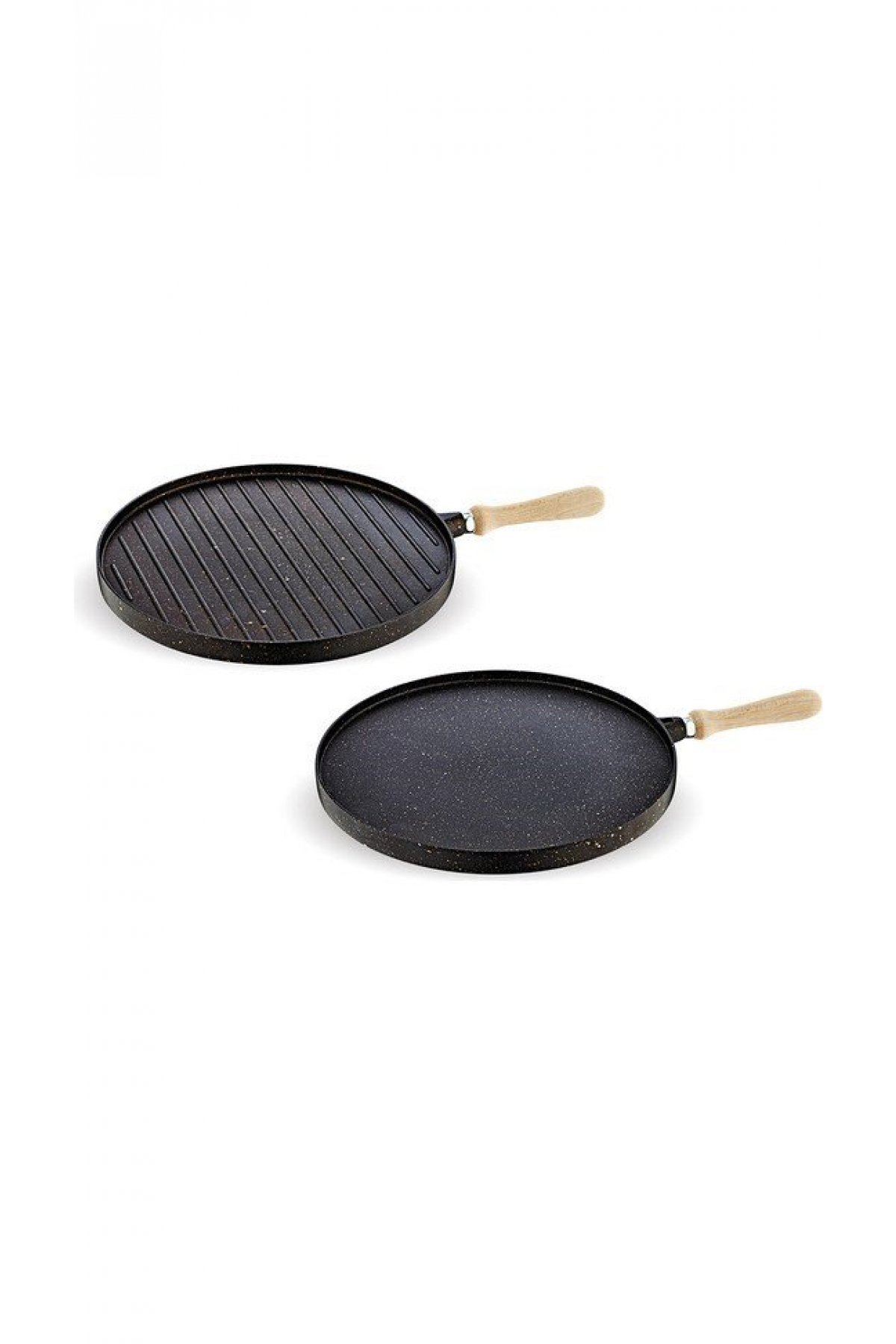 FMS Döküm Granit Çift Taraflı Grill ve Gözleme Tava - Siyah - 36cm - D3019SYH