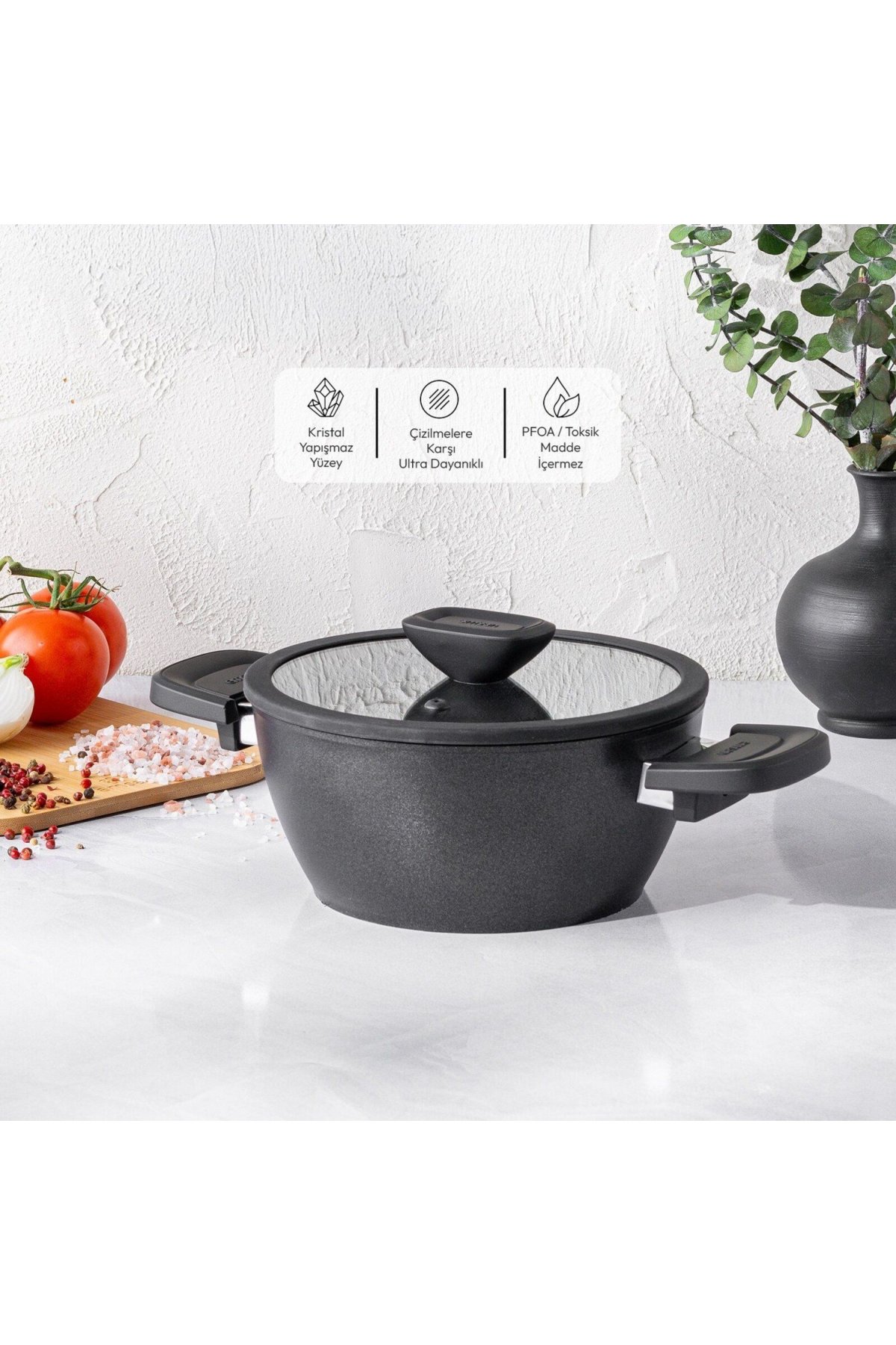 Emsan Diamente Exclusive 20cm Derin Tencere - Siyah