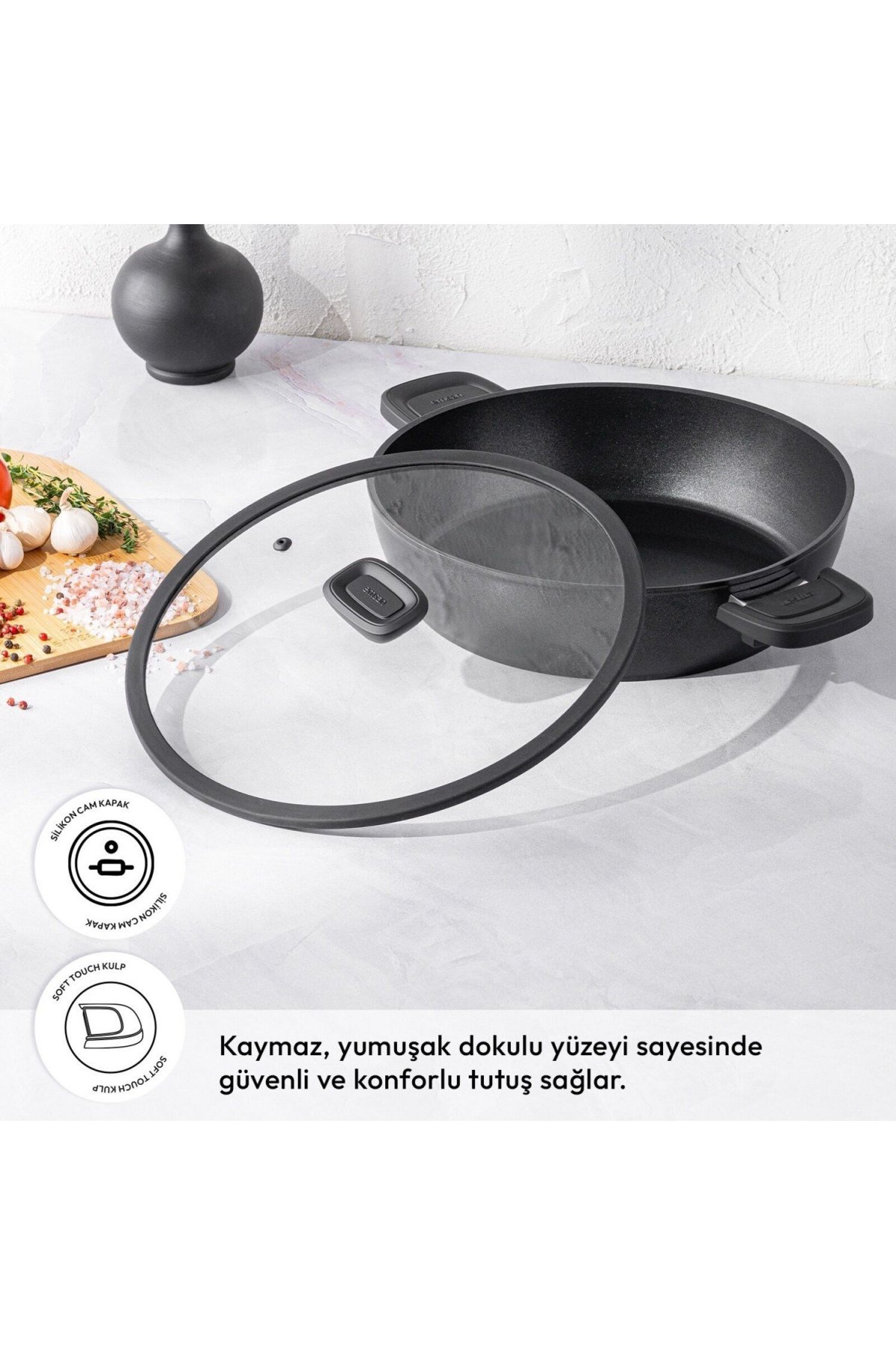 Emsan Diamente Exclusive 30cm Karnıyarık Tenceresi - Siyah