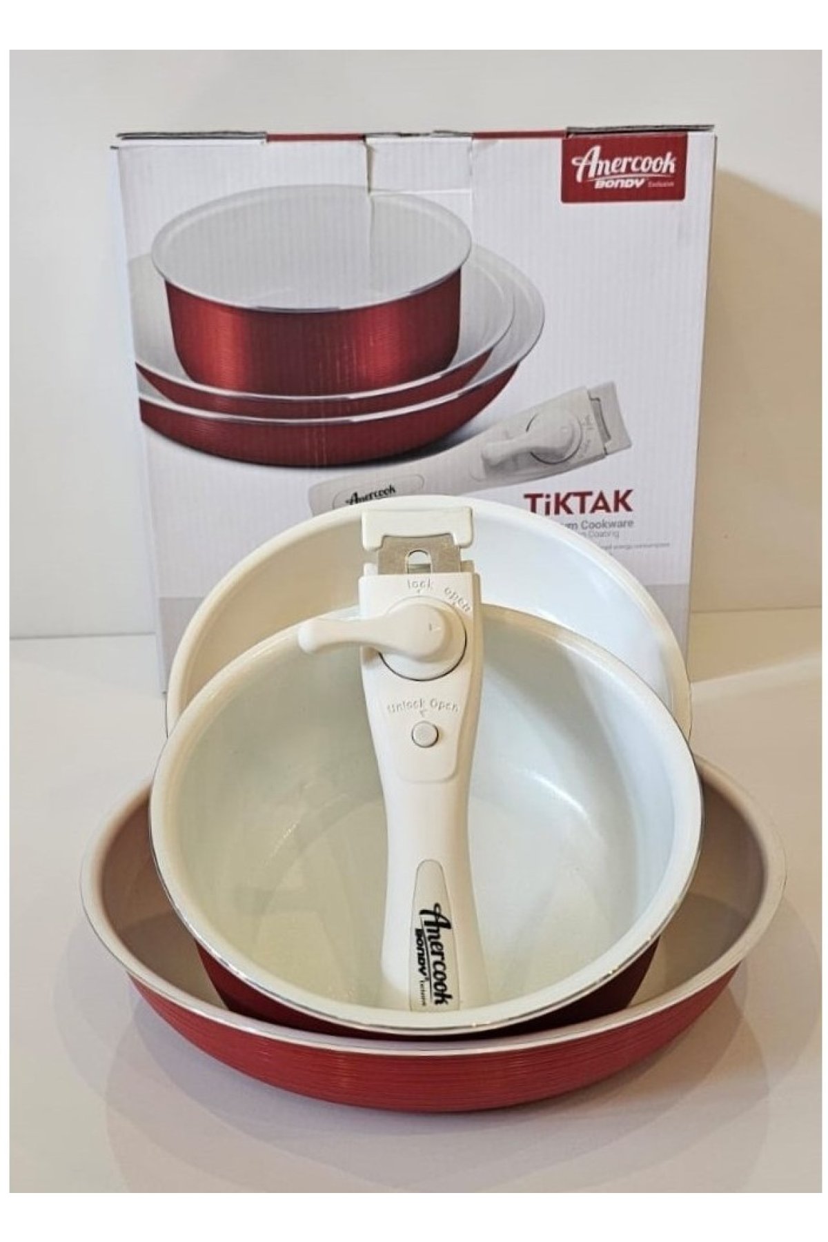 Amercook Bondy 4 Parça Tava Seti Kırmızı