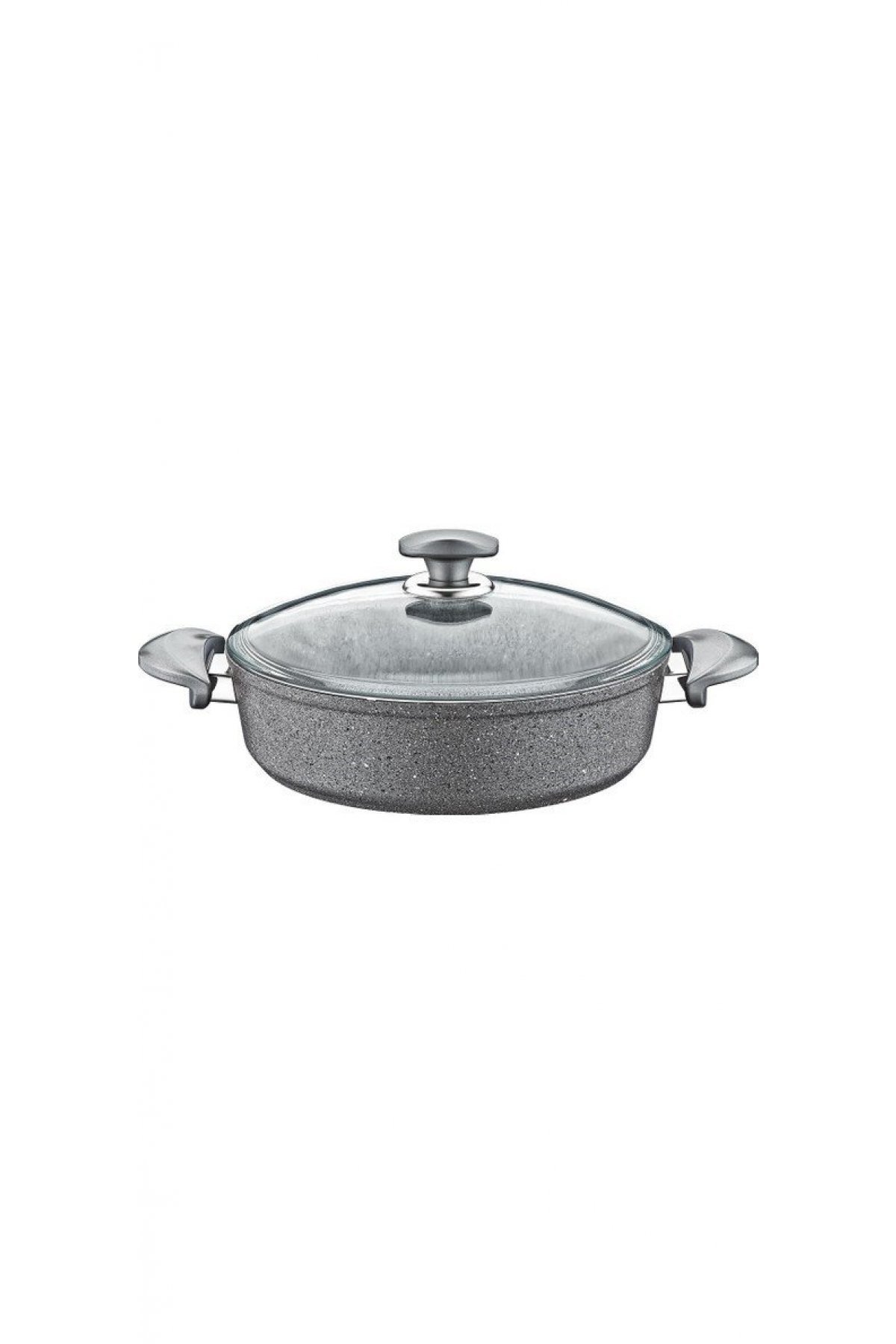Oms Granit Basık Karnıyarık Tenceresi 30X8,5cm Gri - 3310