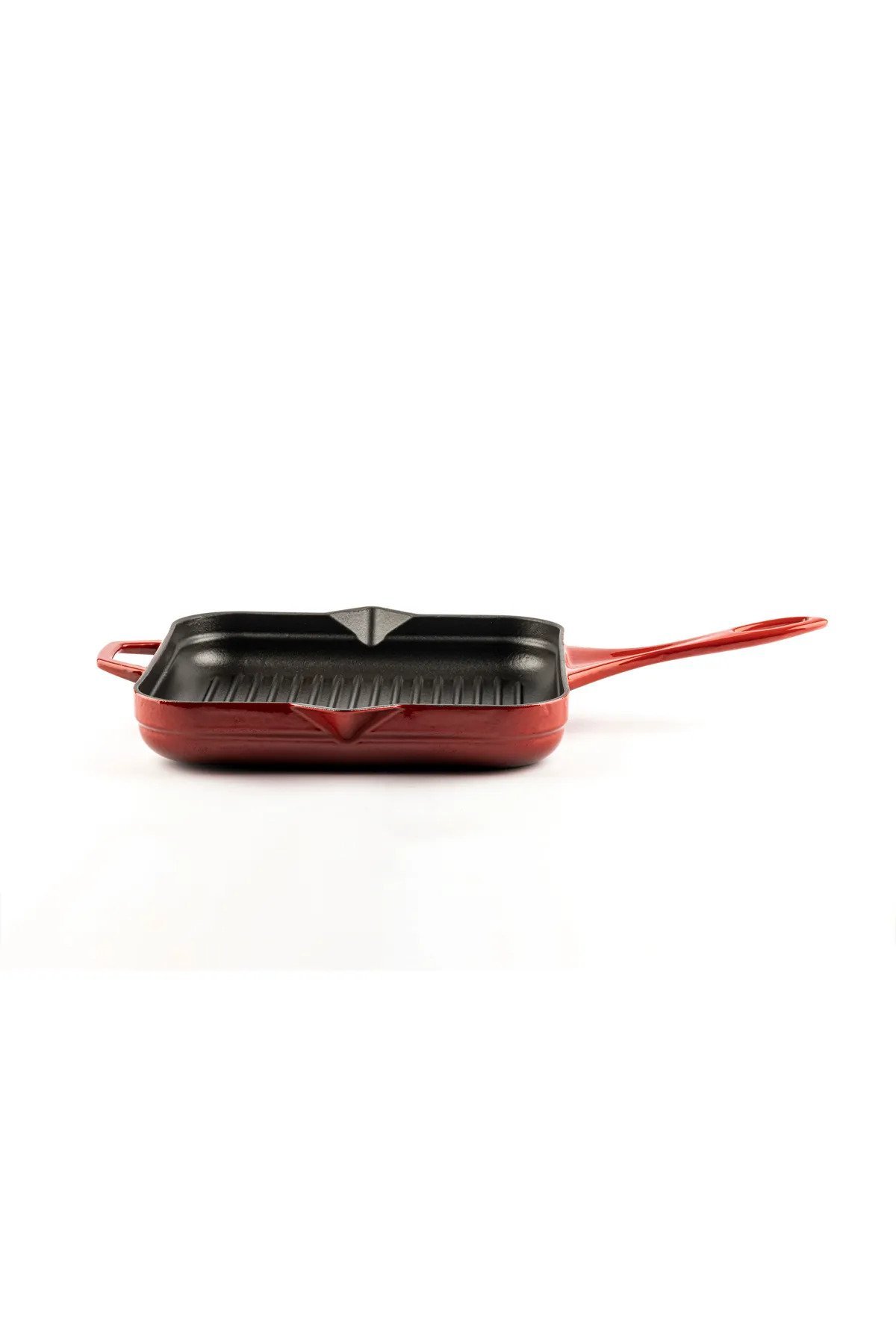 Hosse HSKGTV 2828 Kare Grill Döküm Tava – 28x28 cm (Yardımcı Kulplu) Kırmızı