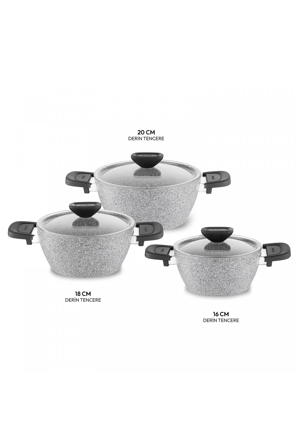 Emsan Fortis Granite 6 Piece Midi Cookware Set - Gray