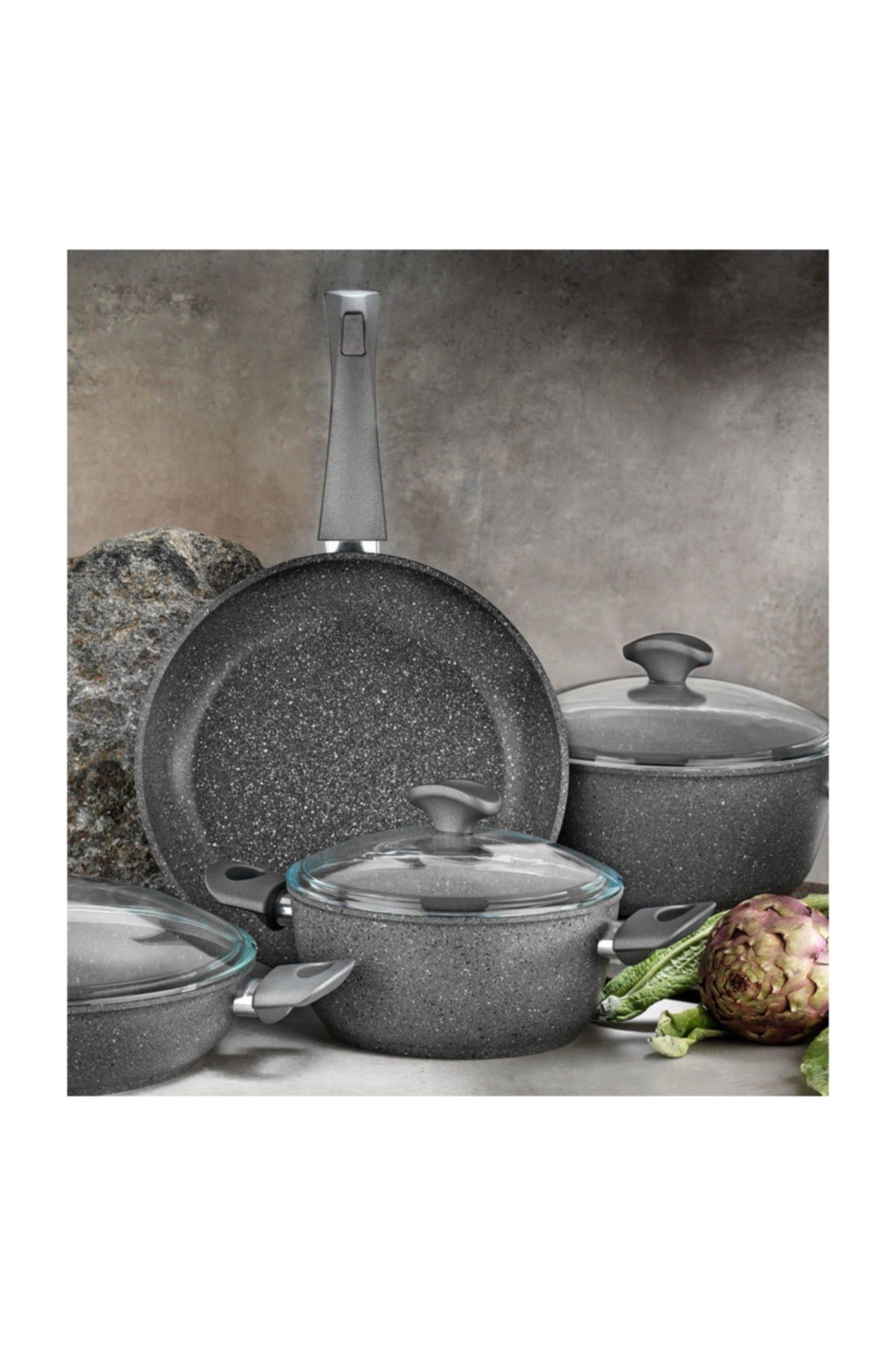 Aryıldız Granit Tencere Takımı Italy Grey 7 Parça