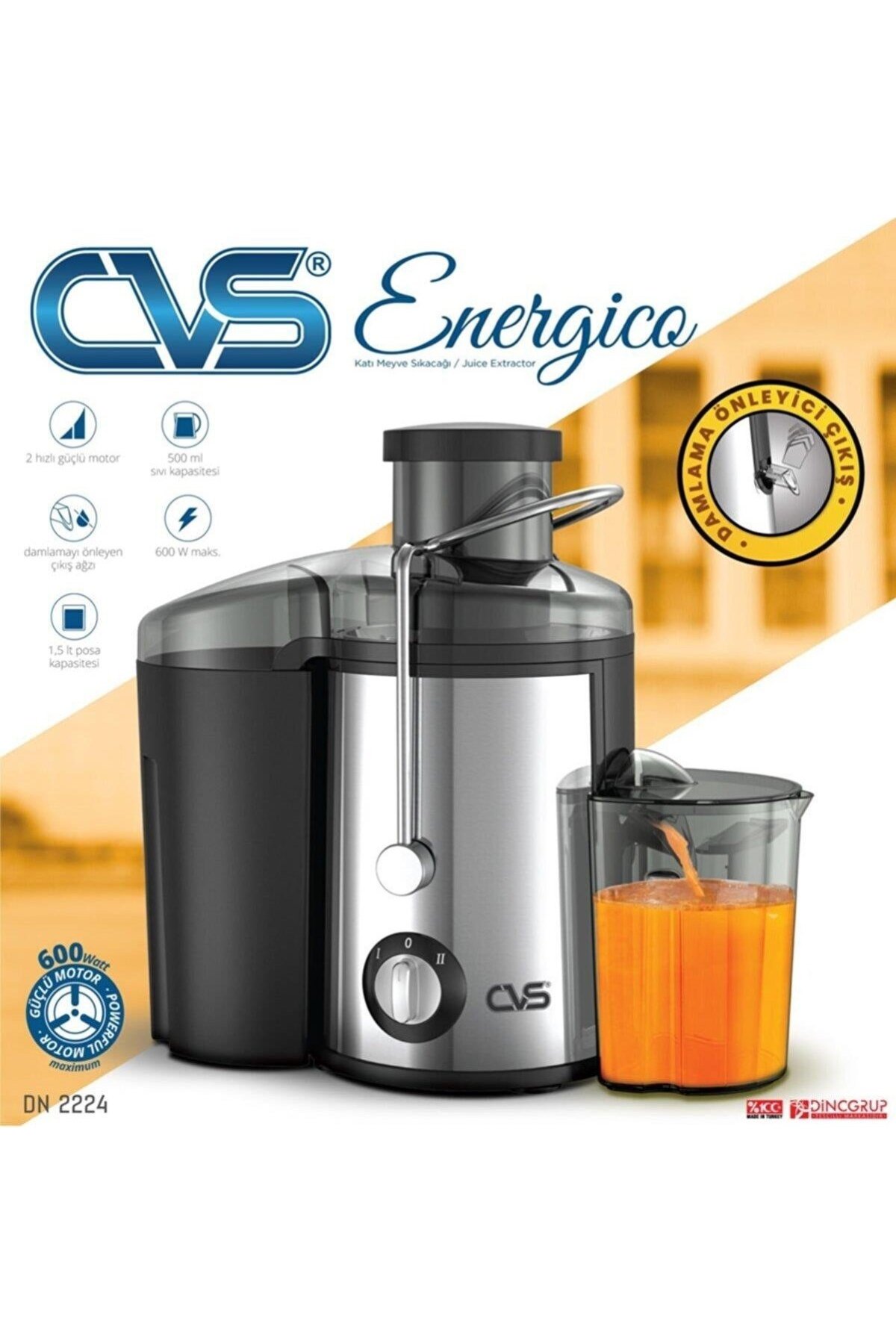 Cvs Energicao Katı Meyve Sıkacağı 600 Watt Siyah Gri-DN 2224 Siyah