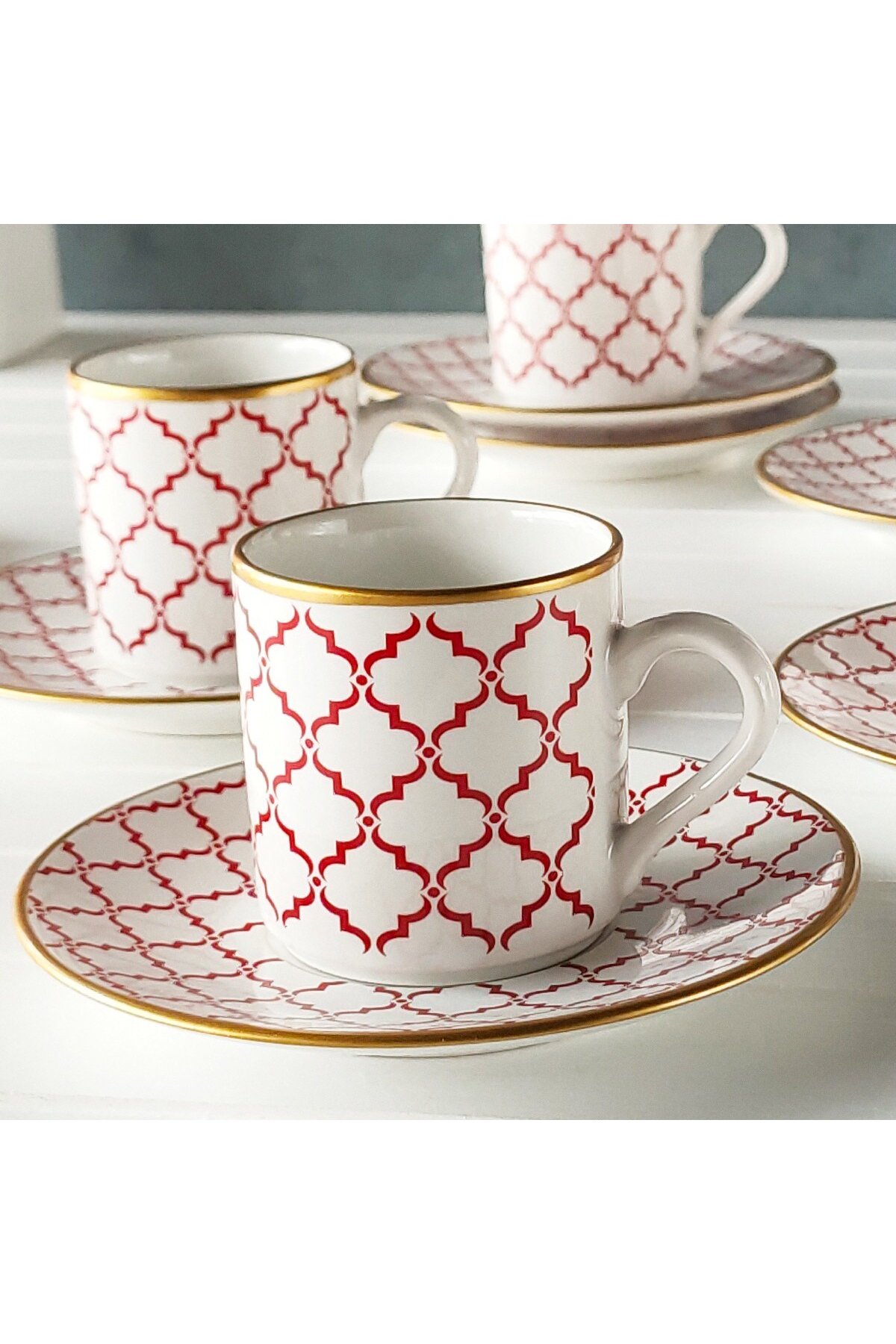 Regna Home Harmony Luna Kırmızı 6 Kişilik Kahve Fincan Takımı (HBF-12-KFT-LUN-K )