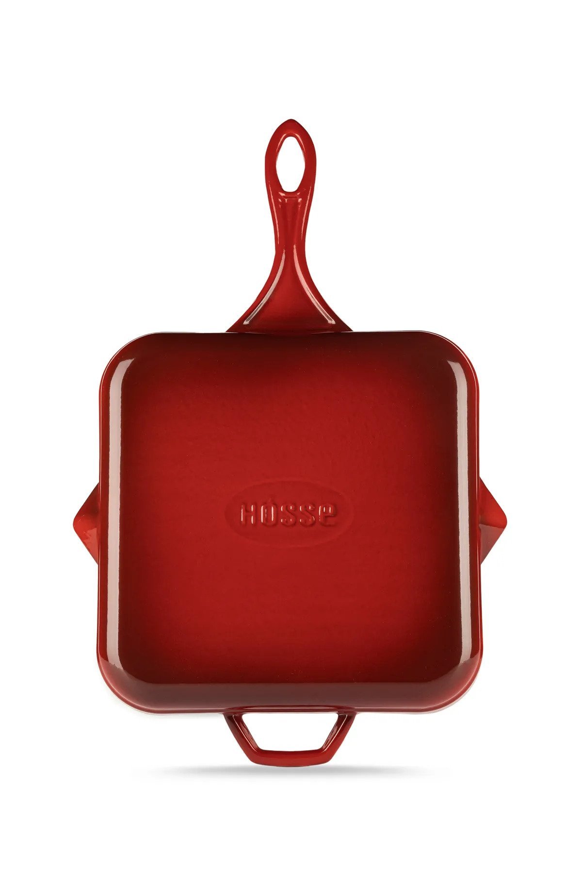 Hosse HSKGTV 2828 Kare Grill Döküm Tava – 28x28 cm (Yardımcı Kulplu) Kırmızı