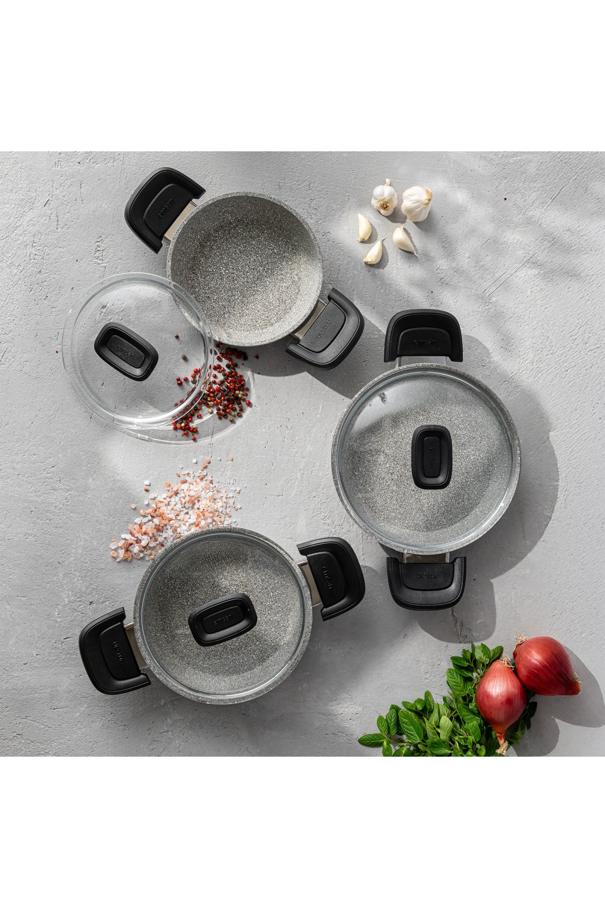 Emsan Fortis Granit 6 Parça Sahan Seti - Gri