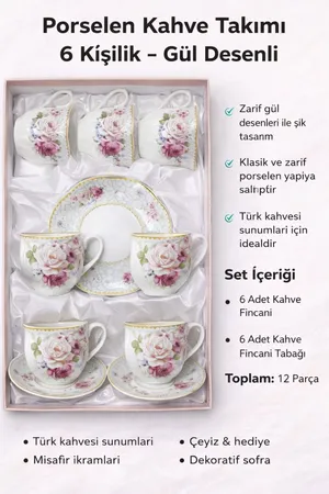 CVS 6 kişilik 12 Parça Çay Nescafe Fincan Takımı - DN 41113