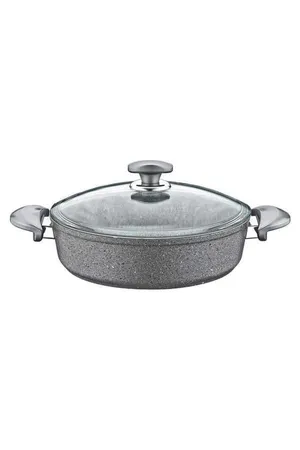 Oms Granit Basık Karnıyarık Tenceresi 32X9cm Gri - 3310