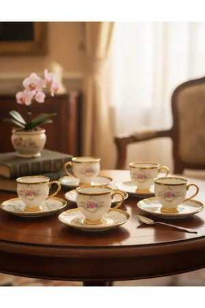 Paçi Home Fleur Yaldızlı 6 Kişilik Fincan Takımı P/POR-102094