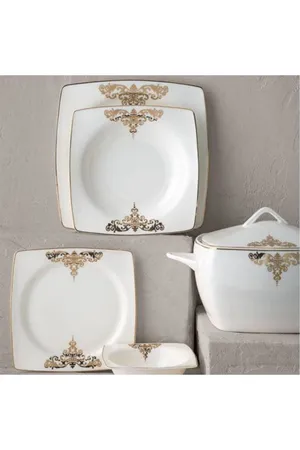 Emsan Fine Bone Topkapı Gold 61 Parça Yemek Takımı