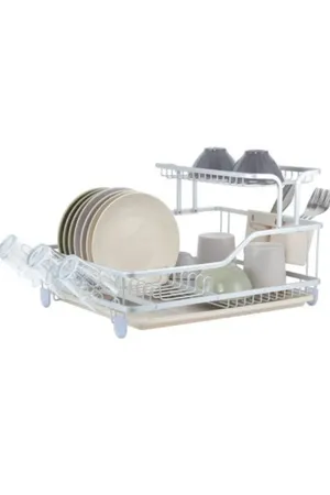 Arow Classic Cream İki Katlı Tabaklık Kurutmalık - Krem Tepsili Bulaşıklık