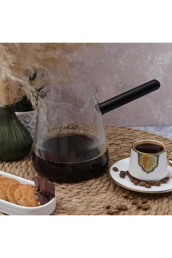 Arow Isıya Dayanıklı Borosilikat Cam Cezve - 1000 ML - PM-2714 Siyah