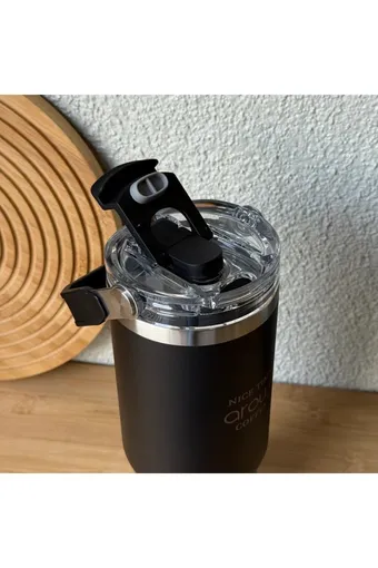 Arow H-206 Taşıma Kulplu Pipetli Kupa Matara 750 ML Siyah
