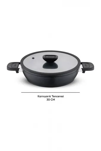 Emsan Diamente Exclusive 30cm Karnıyarık Tenceresi - Siyah