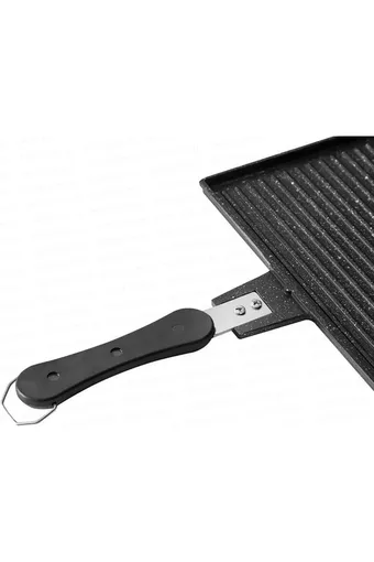 Nehir Lüks Maxi Granit Kaplama Alüminyum Döküm Tost Tavası - Yanmaz Yapışmaz - 26,5 x 20,5 cm