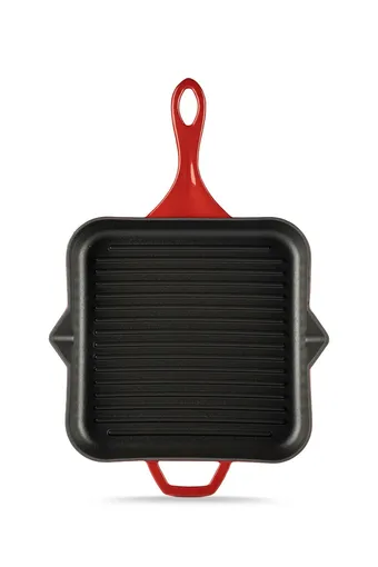 Hosse HSKGTV 2828 Kare Grill Döküm Tava – 28x28 cm (Yardımcı Kulplu) Kırmızı