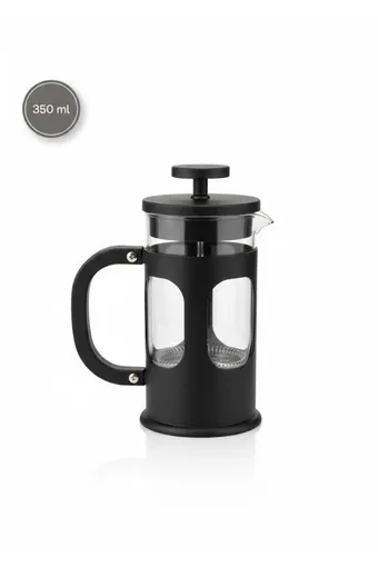 Arow 350 ml Borosilikat Cam French Press - Filtre Kahve ve Bitki Çayı Demleyici - Siyah D-854