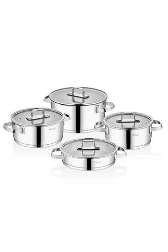 Arow Venita 8 Parça Çelik Tencere Seti - Inox
