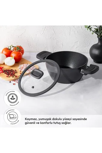 Emsan Diamente Exclusive 20cm Derin Tencere - Siyah