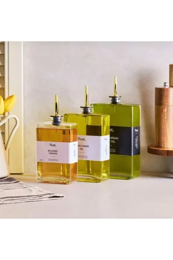 Perotti Molivet Gold 3'lü Cam Yağdanlık Seti 350-500-750ml