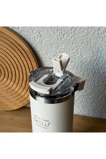 Arow H-206 Taşıma Kulplu Pipetli Kupa Matara 750 ML Beyaz