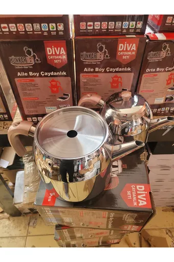 Hünkar Diva Aile Boyu Bagalit Kulp Çelik Çaydanlık - Rose