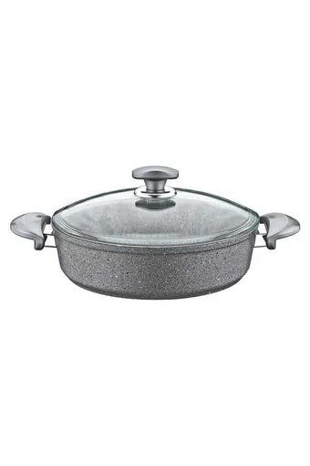 Oms Granit Basık Karnıyarık Tenceresi 32X9cm Gri - 3310