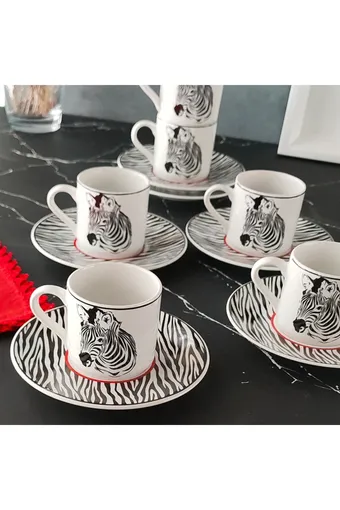Regna Home Harmony Zebra 6 Kişilik Kahve Fincan Takımı (HBF-12-KFT-ZEB )
