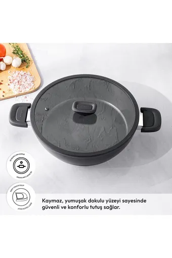 Emsan Diamente Exclusive 24cm Karnıyarık Tenceresi - Siyah