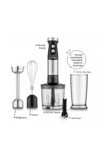 Emsan Gusto 3in1 Blender Seti Inox 1200W