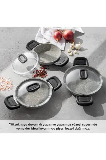 Emsan Fortis Granit 6 Parça Sahan Seti - Gri