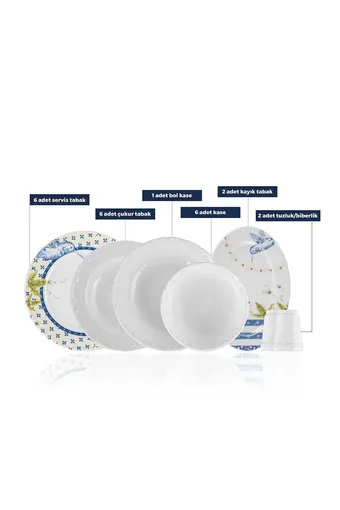 Acar Sunflower 23 Parça 6 Kişilik Porselen Yemek Takımı - XTL-05611