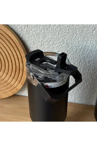 Arow H-206 Taşıma Kulplu Pipetli Kupa Matara 750 ML Siyah