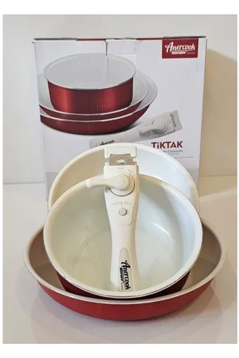 Amercook Bondy 4 Parça Tava Seti Kırmızı
