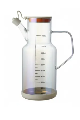 Arow Soft Damlatmaz Borosilikat Taban Silikon Kurumalı Cam Yağlık 1000 ML Beyaz - TR-6515