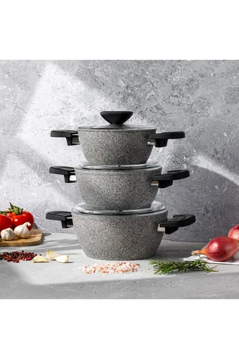 Emsan Fortis Granit 6 Parça Midi Tencere Seti - Gri