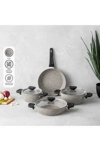 Emsan Stone 7 Parça Granit Tencere Seti