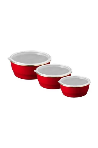 Arow Warm Kırmızı 3'lü Emaye Saklama Kabı - TR-4537